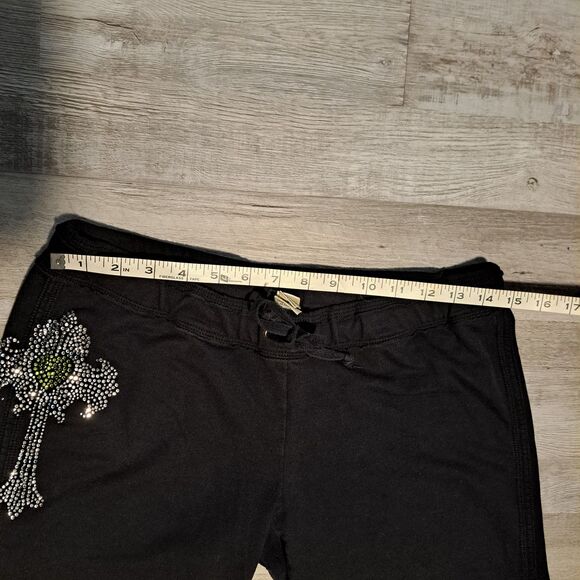 Kavio Black Rhinestone Cross Capris Size M - Picture 6 of 8